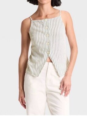 Striped Button-Front Cami Vest